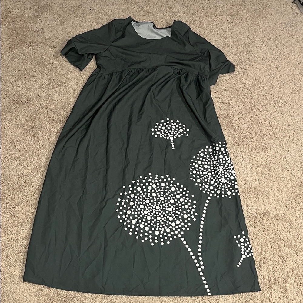 SHEIN Army Green Dress with White Lining